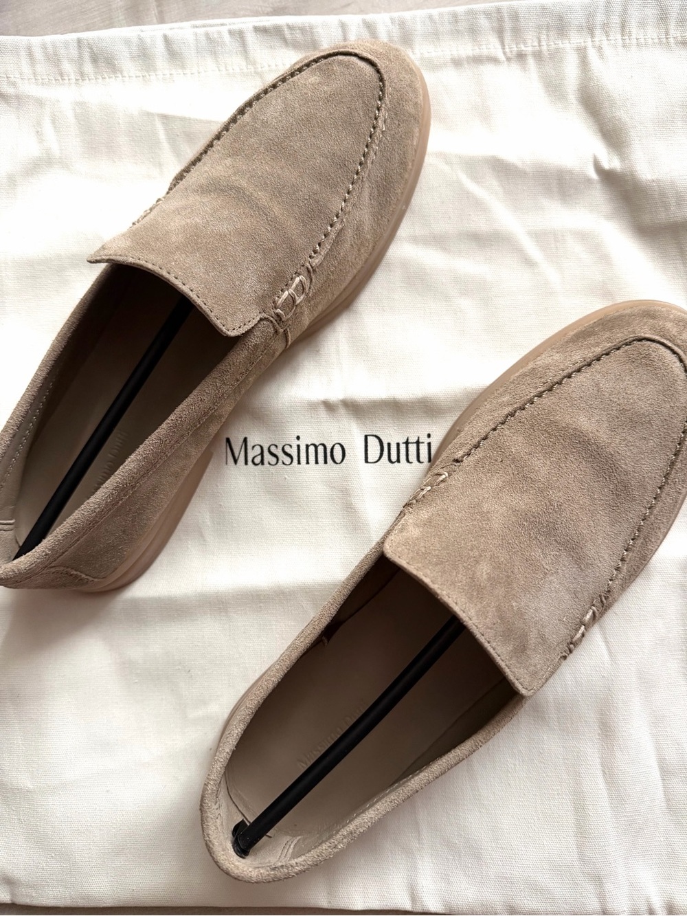 Massimo Dutti Women's Suede Loafers in Light Taupe/Beige